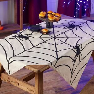 Plow & Hearth Halloween Spooky Spiderweb Table Throw